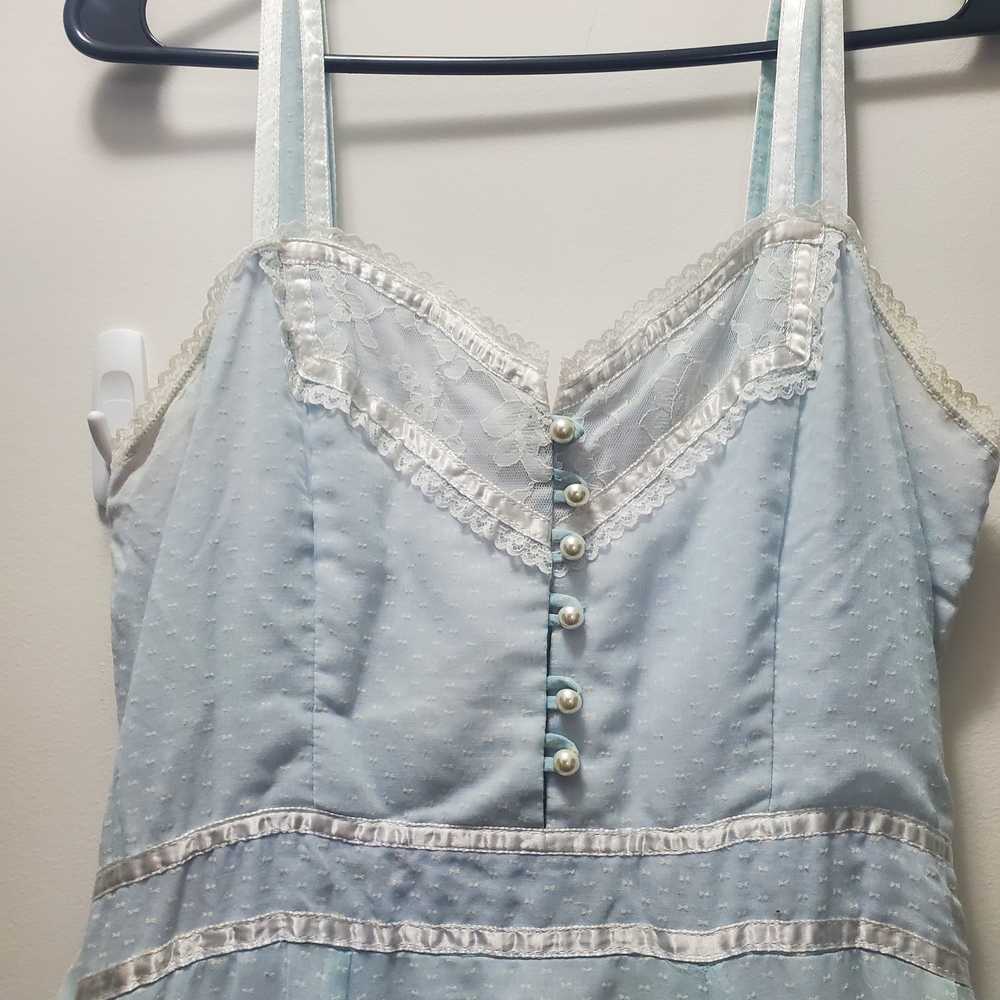 Rare Gunne Sax Size 13 Light Blue Dress with Lace Accents